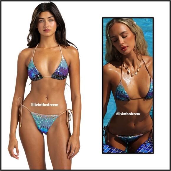 BEACH BUNNY Ariel Triangle Top & Tie Side Bottom  $298 - Picture 1 of 16
